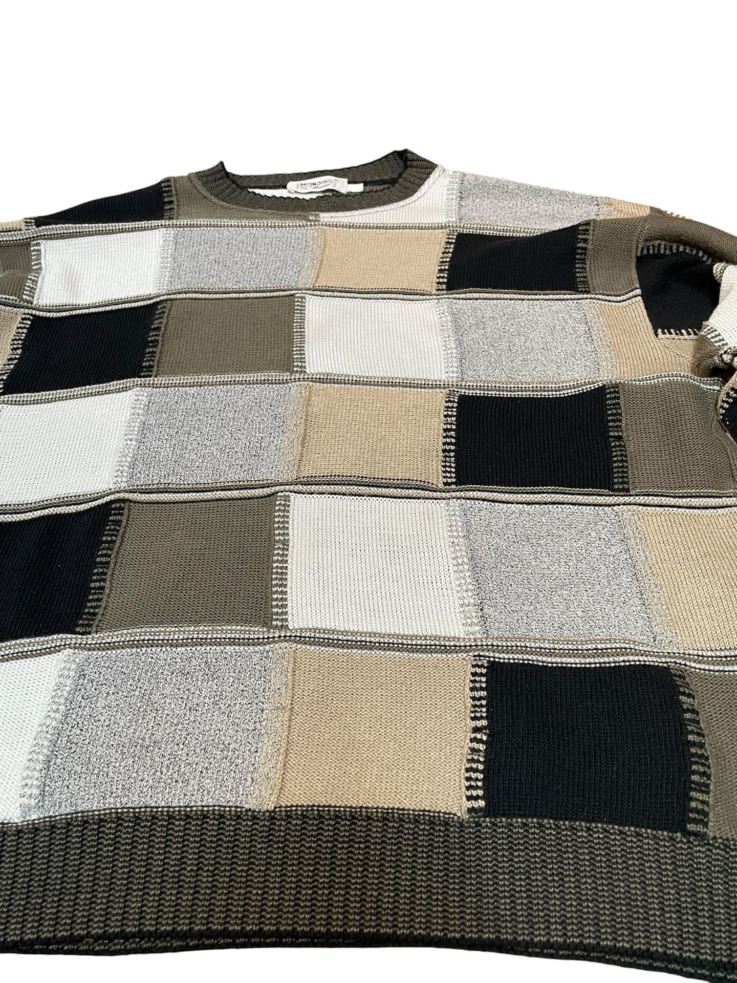 Vtg Mondo Di Marco Patchwork Knit Sweater Crewneck Earthtone Made In Italy Large 4