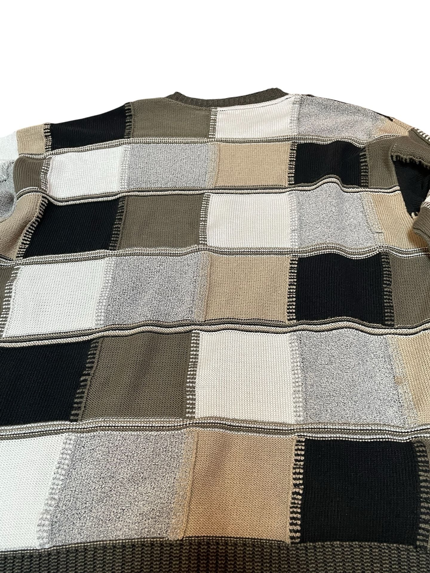 Vtg Mondo Di Marco Patchwork Knit Sweater Crewneck Earthtone Made In Italy Large 5