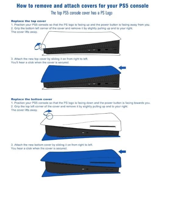 Replacement Console Faceplates for PlayStation 5 Disc Edition - Blue 6