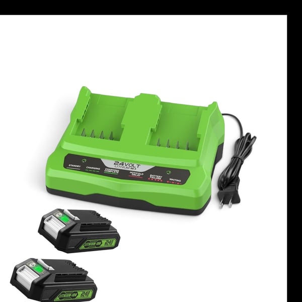 24V Dual Battery Charger 2-Pack 3.5Ah Replacement Batteries for Greenworks