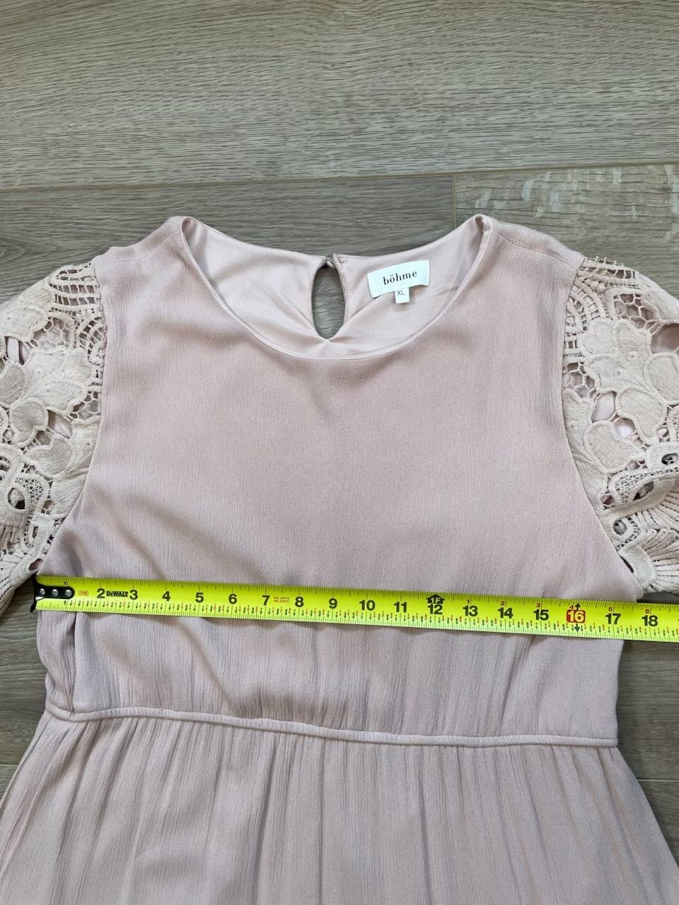 Böhme Pink Tiered Maxi Dress Lace Flutter Sleeves Boho Lined XL 12