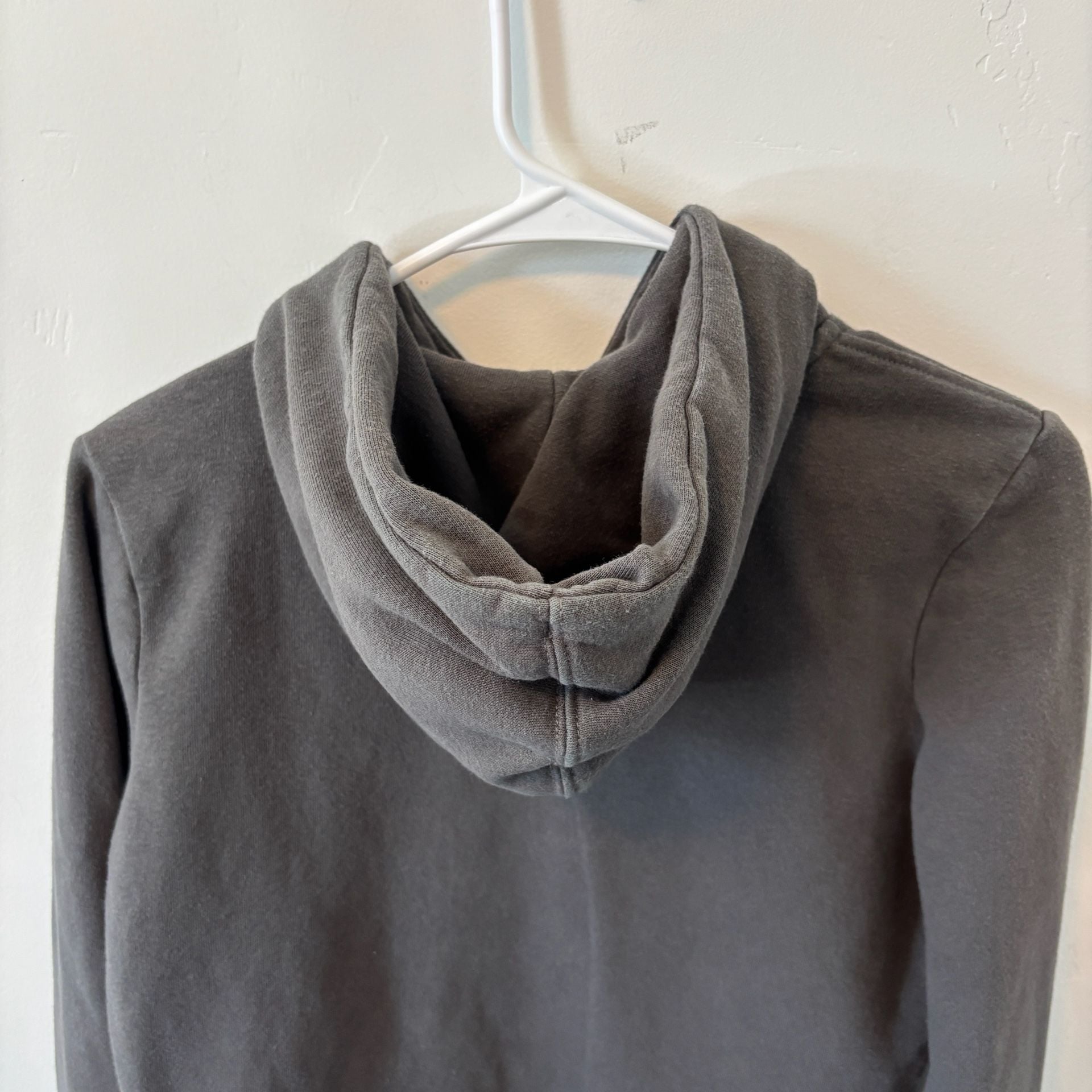 The North Face Women's S Pullover Hoodie in Charcoal Grey with Neon Lime Logo 8