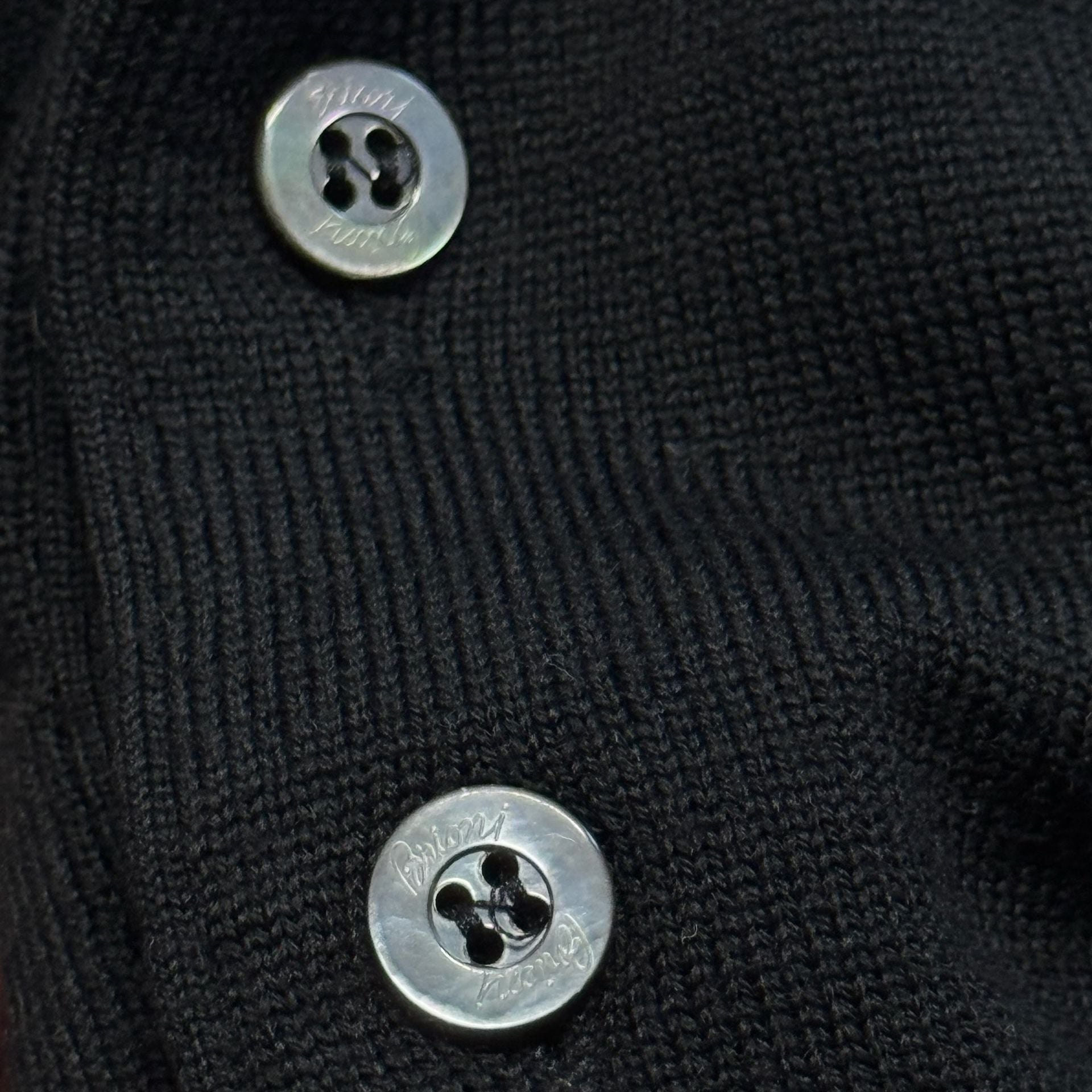 Brioni Essential Mens Cashmere and Silk Black Long Sleeve Knit Polo Shirt Large 3