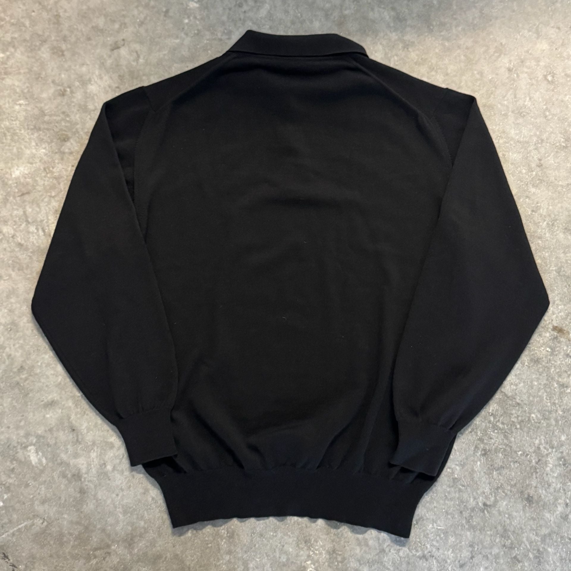 Brioni Essential Mens Cashmere and Silk Black Long Sleeve Knit Polo Shirt Large 4