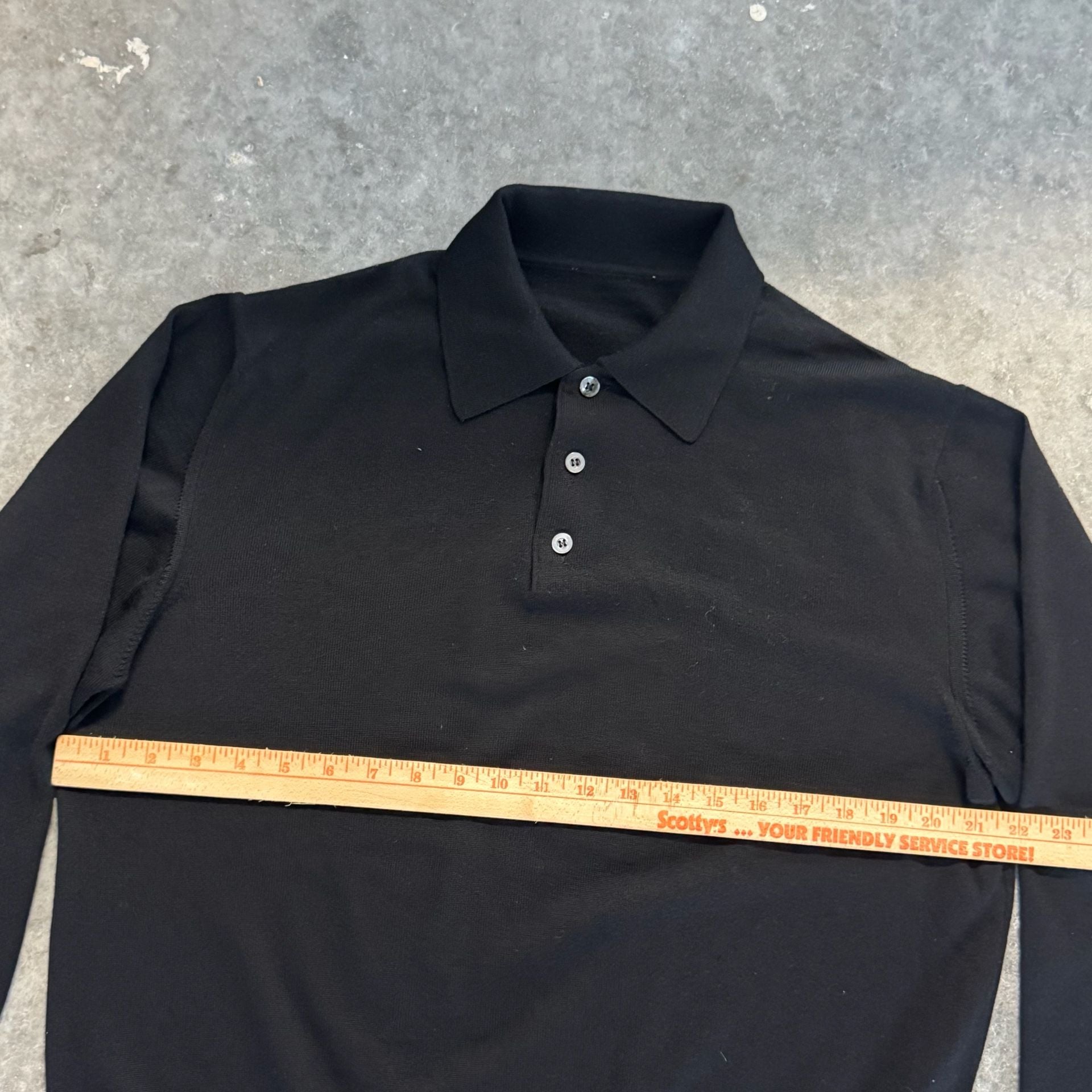 Brioni Essential Mens Cashmere and Silk Black Long Sleeve Knit Polo Shirt Large 5