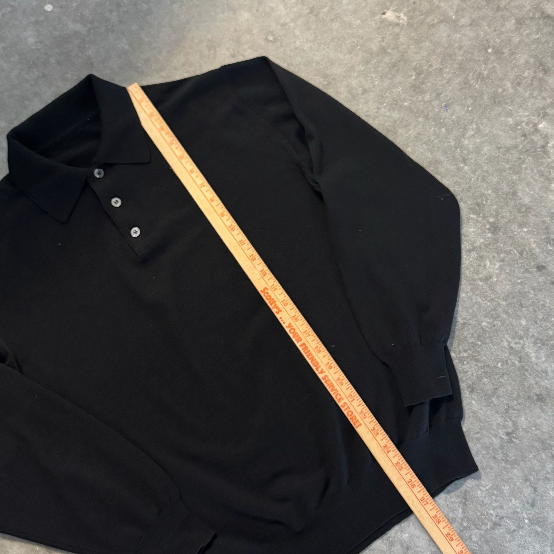 Brioni Essential Mens Cashmere and Silk Black Long Sleeve Knit Polo Shirt Large 6