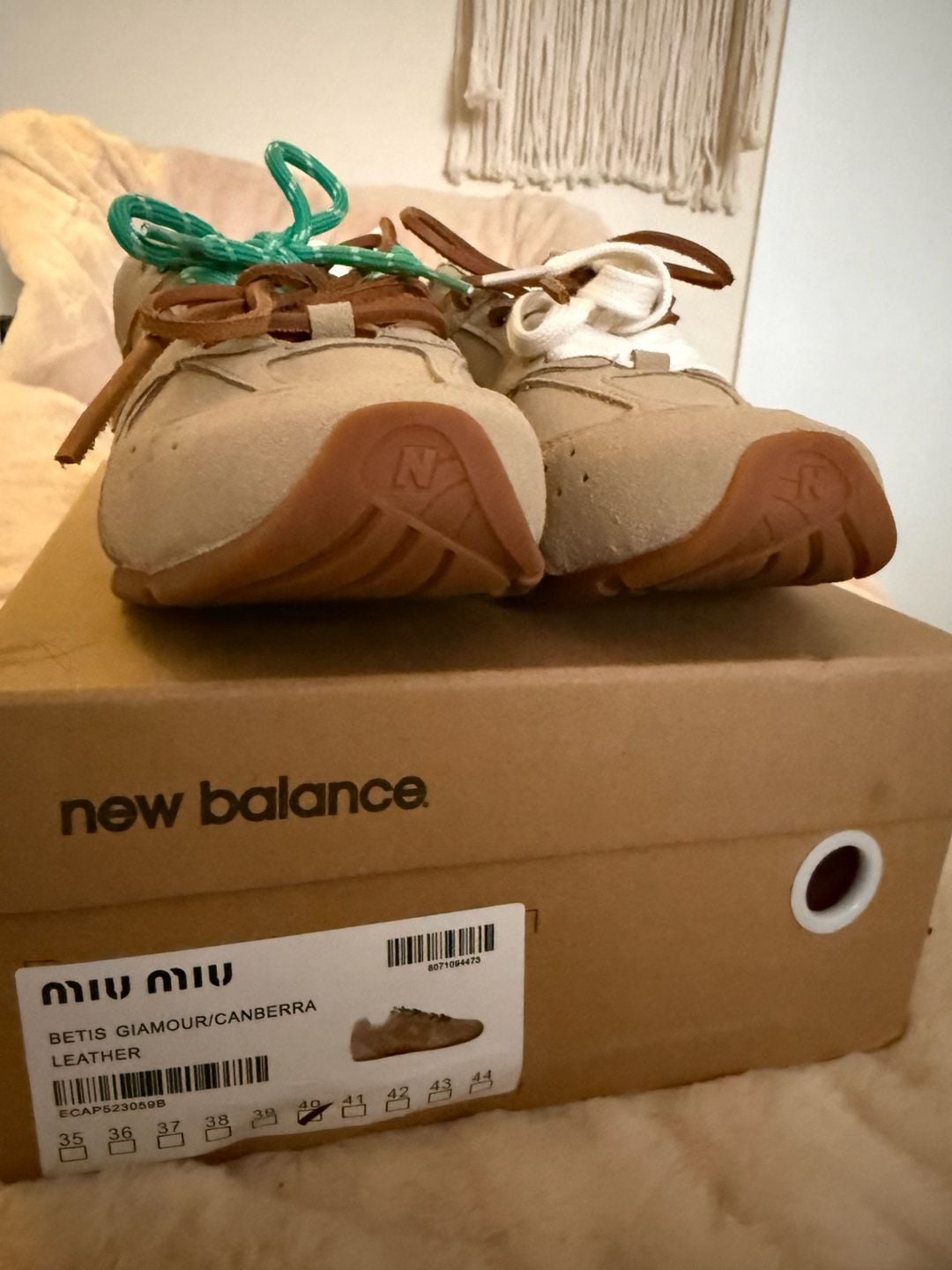 Miu Miu x New Balance 530 SL Suede Sneakers in Ecru 5