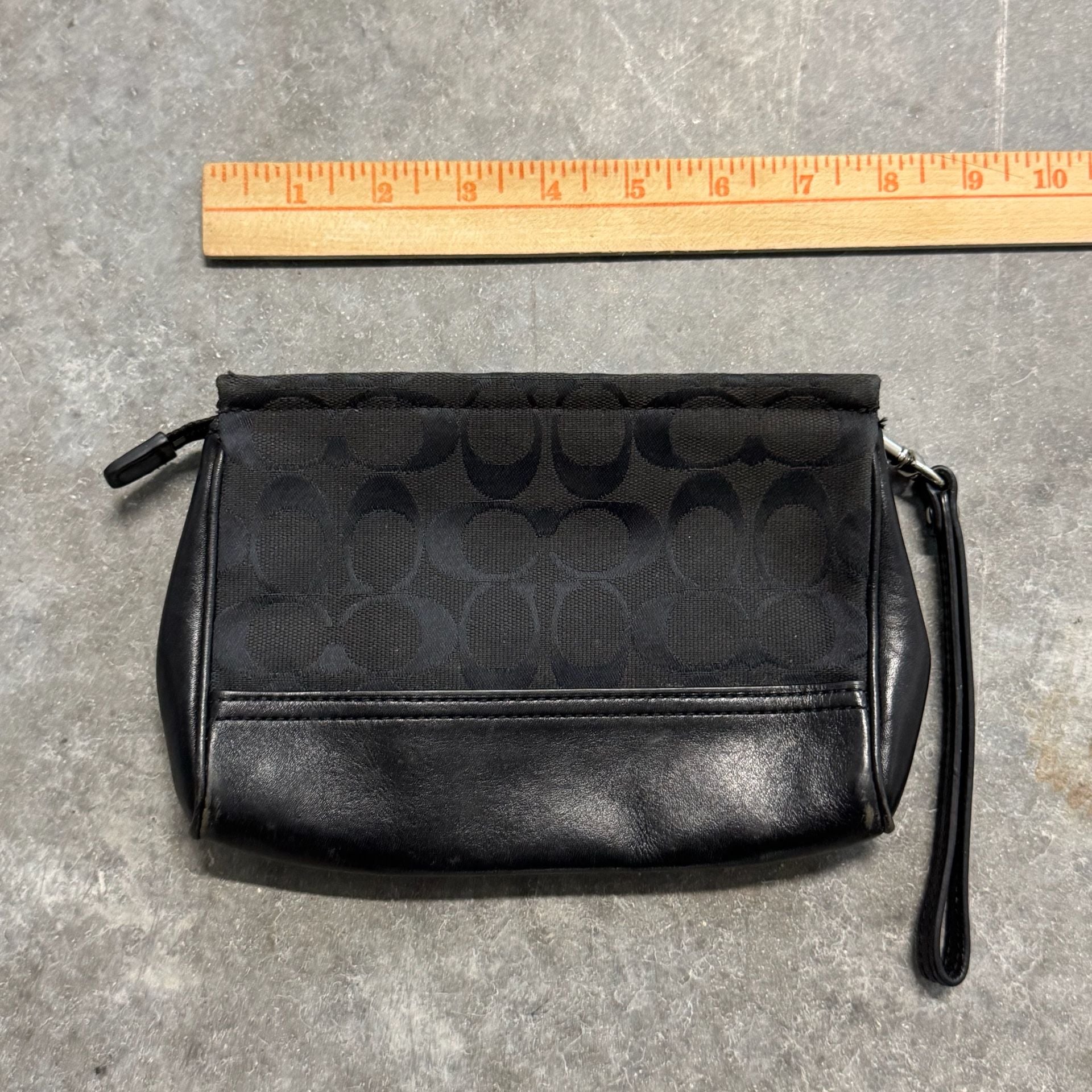 Coach Signature C Canvas and Leather Wristlet Pouch in Black 3