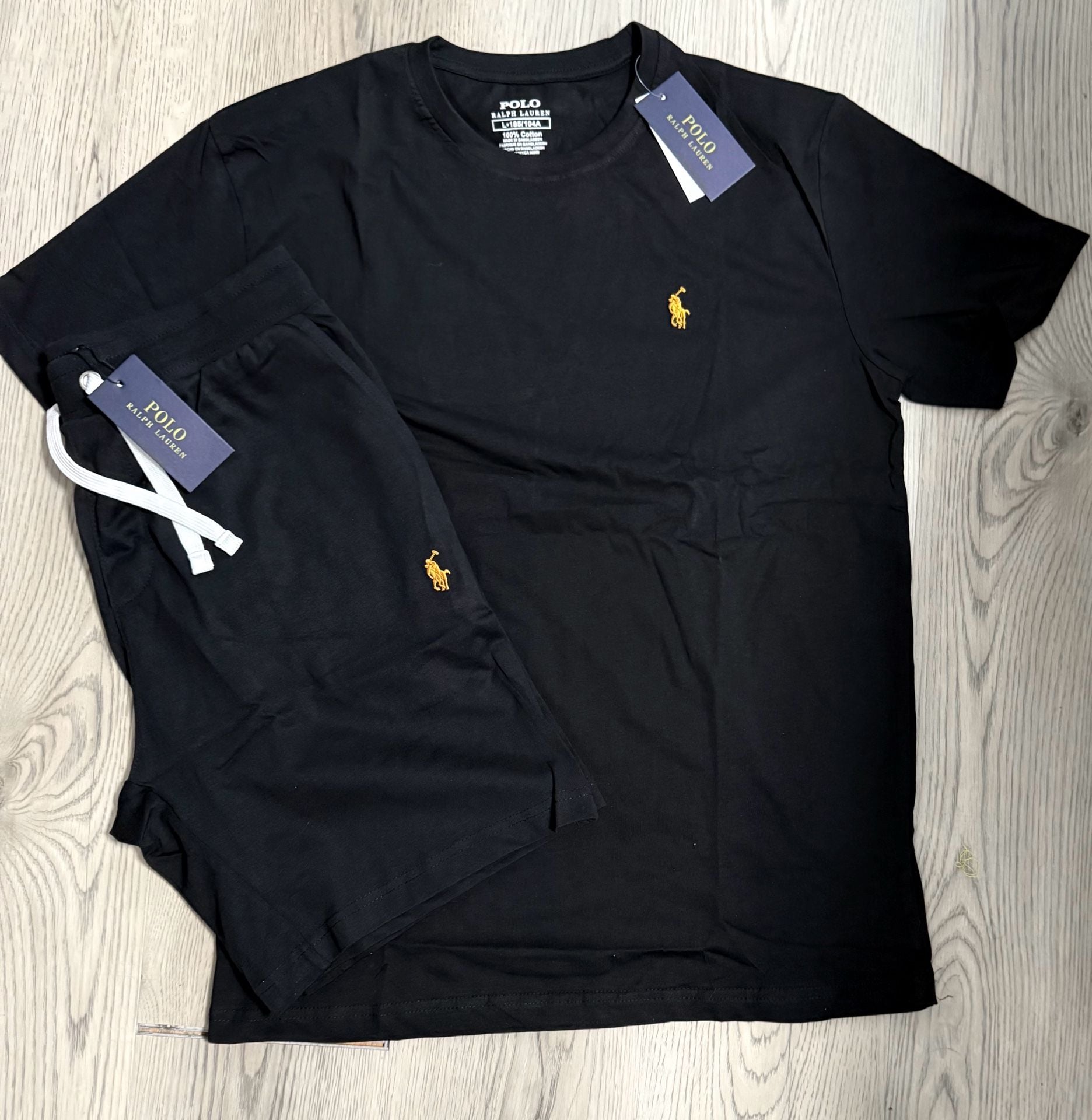 Polo Ralph Lauren Men's Black Crewneck T-Shirt and Drawstring Shorts Set size Small 1