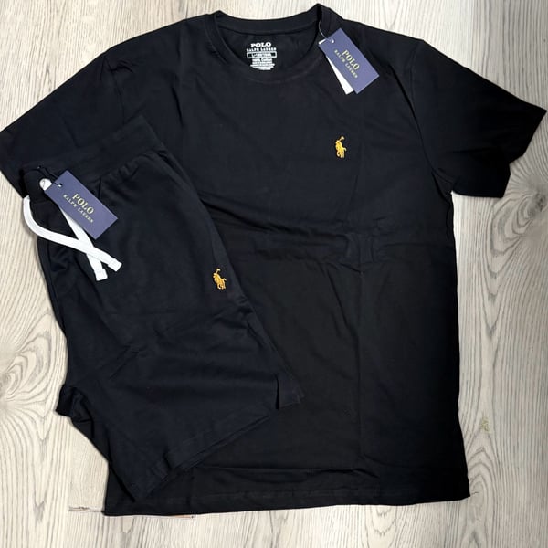 Polo Ralph Lauren Men's Black Crewneck T-Shirt and Drawstring Shorts Set size Small