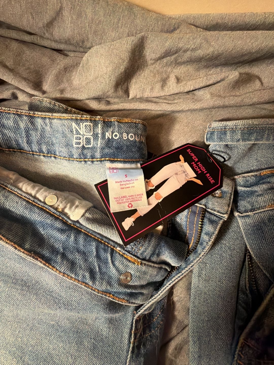 No Boundaries Super High Rise Distressed Mom Jeans 4