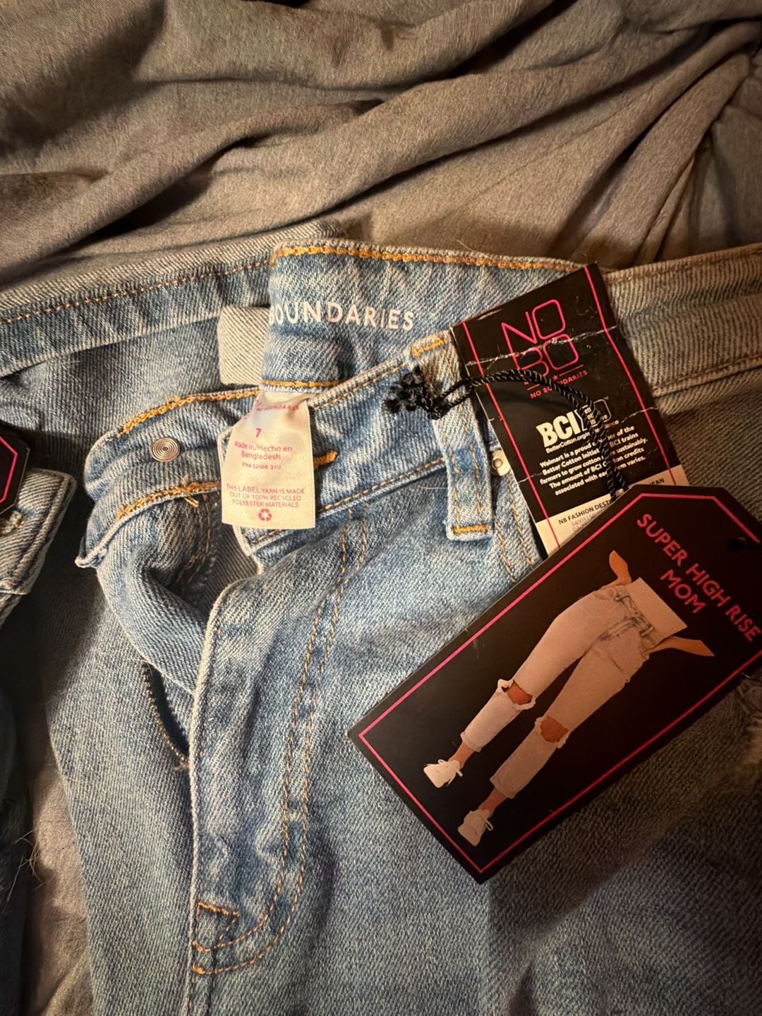 No Boundaries Super High Rise Distressed Mom Jeans 5