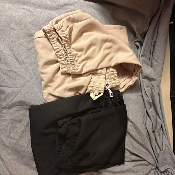 Set of 2 Women's Elastic Waist Jogger Lounge Pants (Black and Beige)