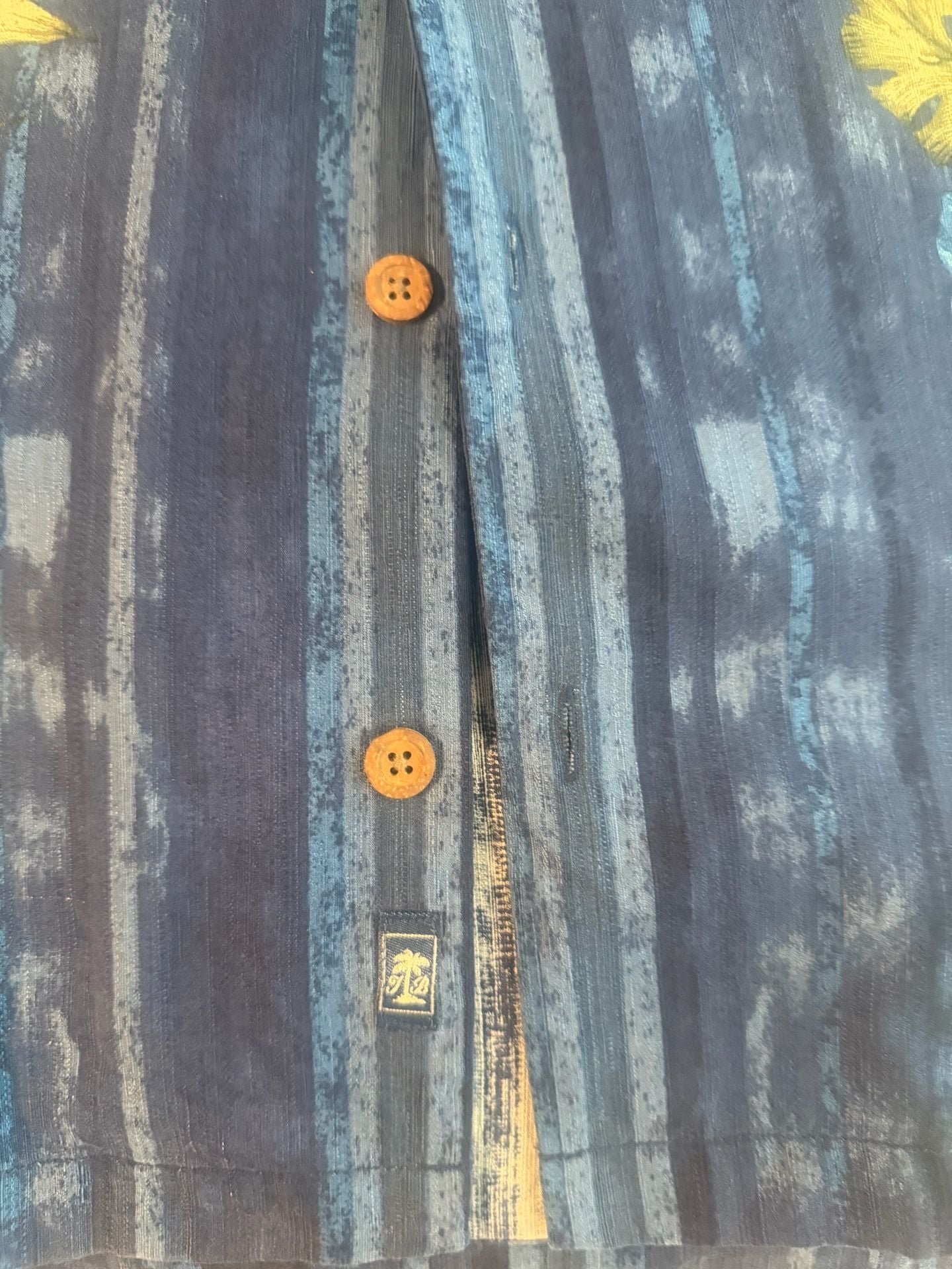 Tommy Bahama Men's XL Blue Silk Hawaiian Shirt Floral Panel Print Short Sleeve 6