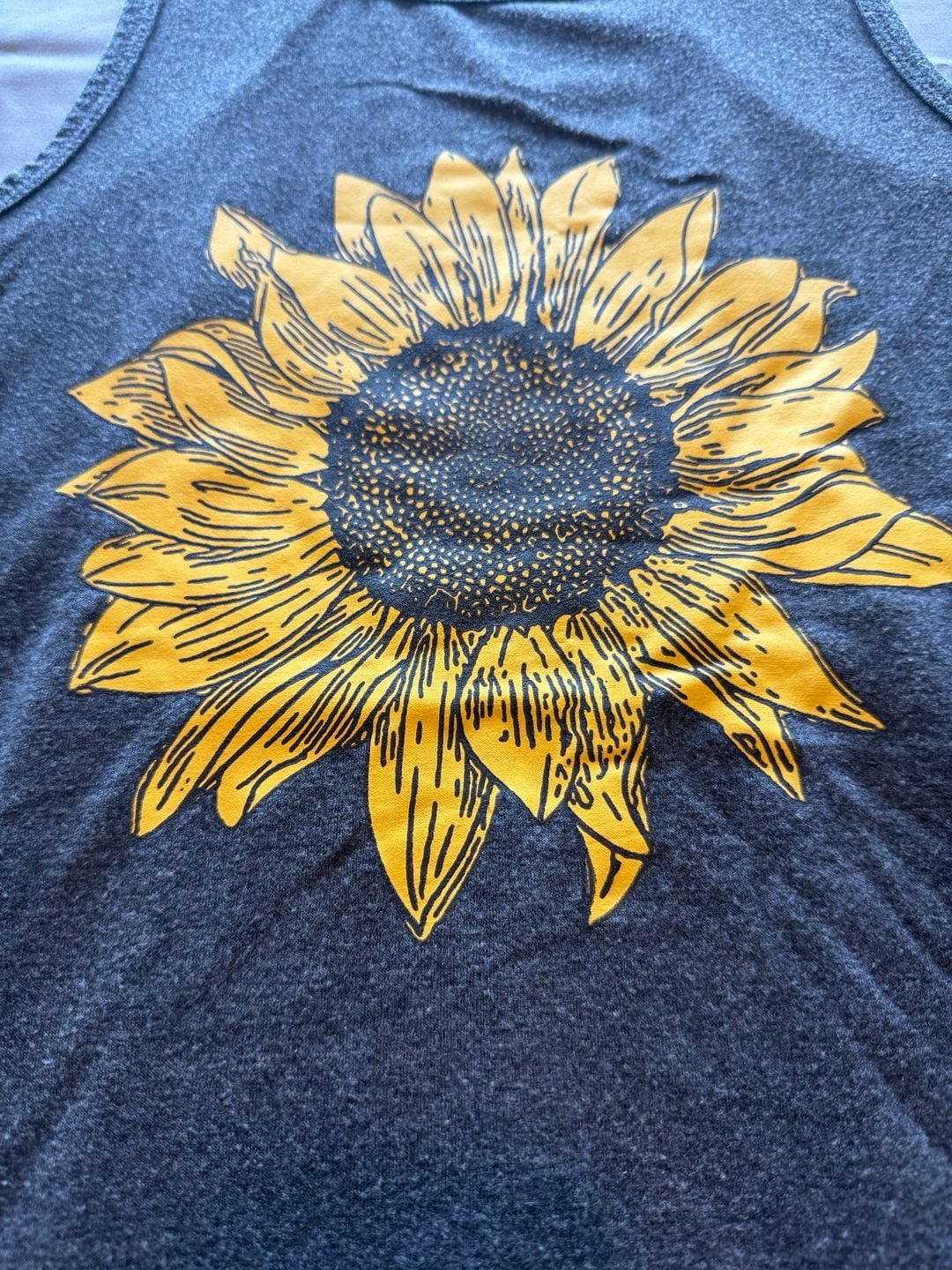 Grey Sunflower Print Racerback Tank Top 3