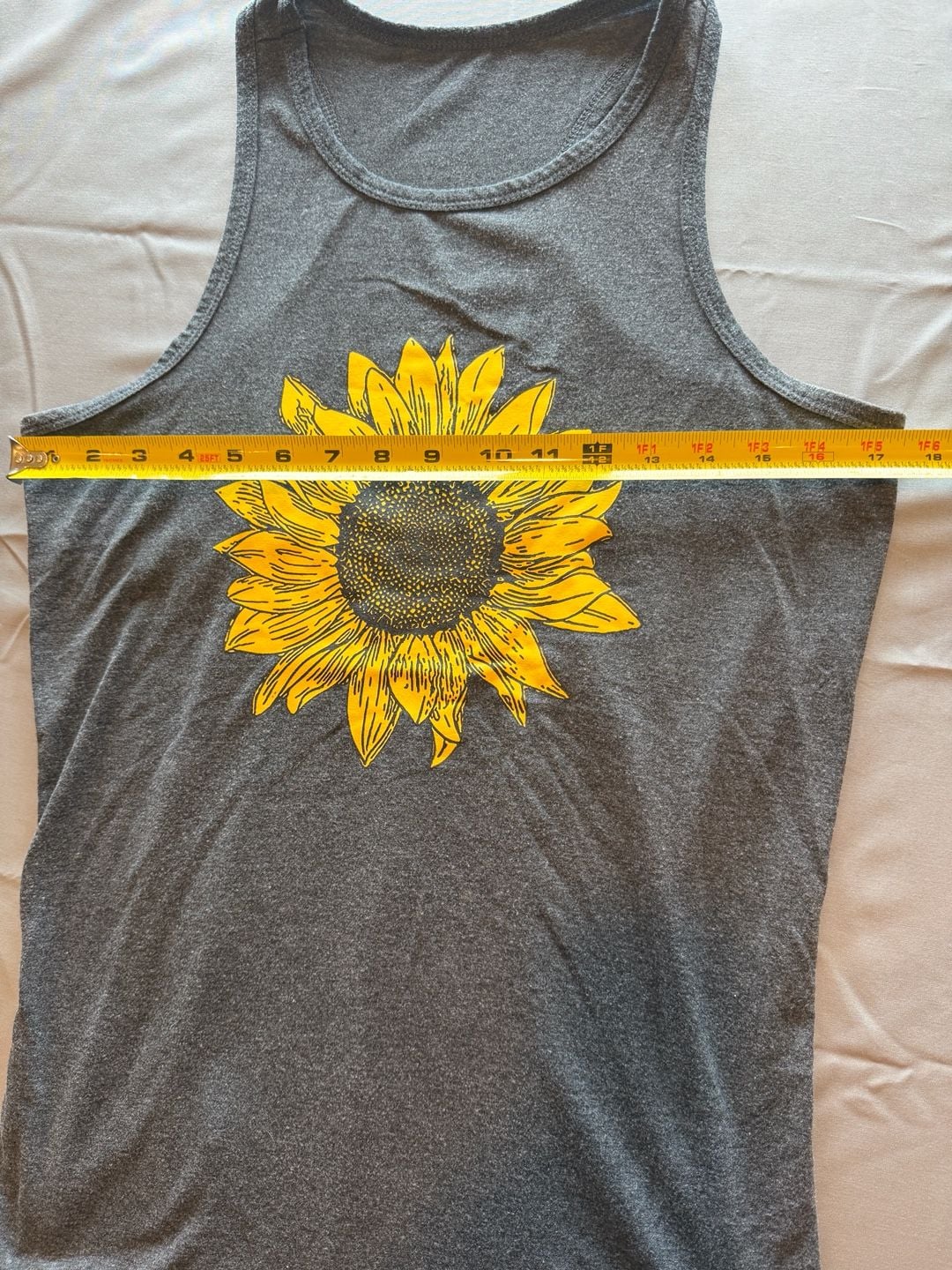 Grey Sunflower Print Racerback Tank Top 4