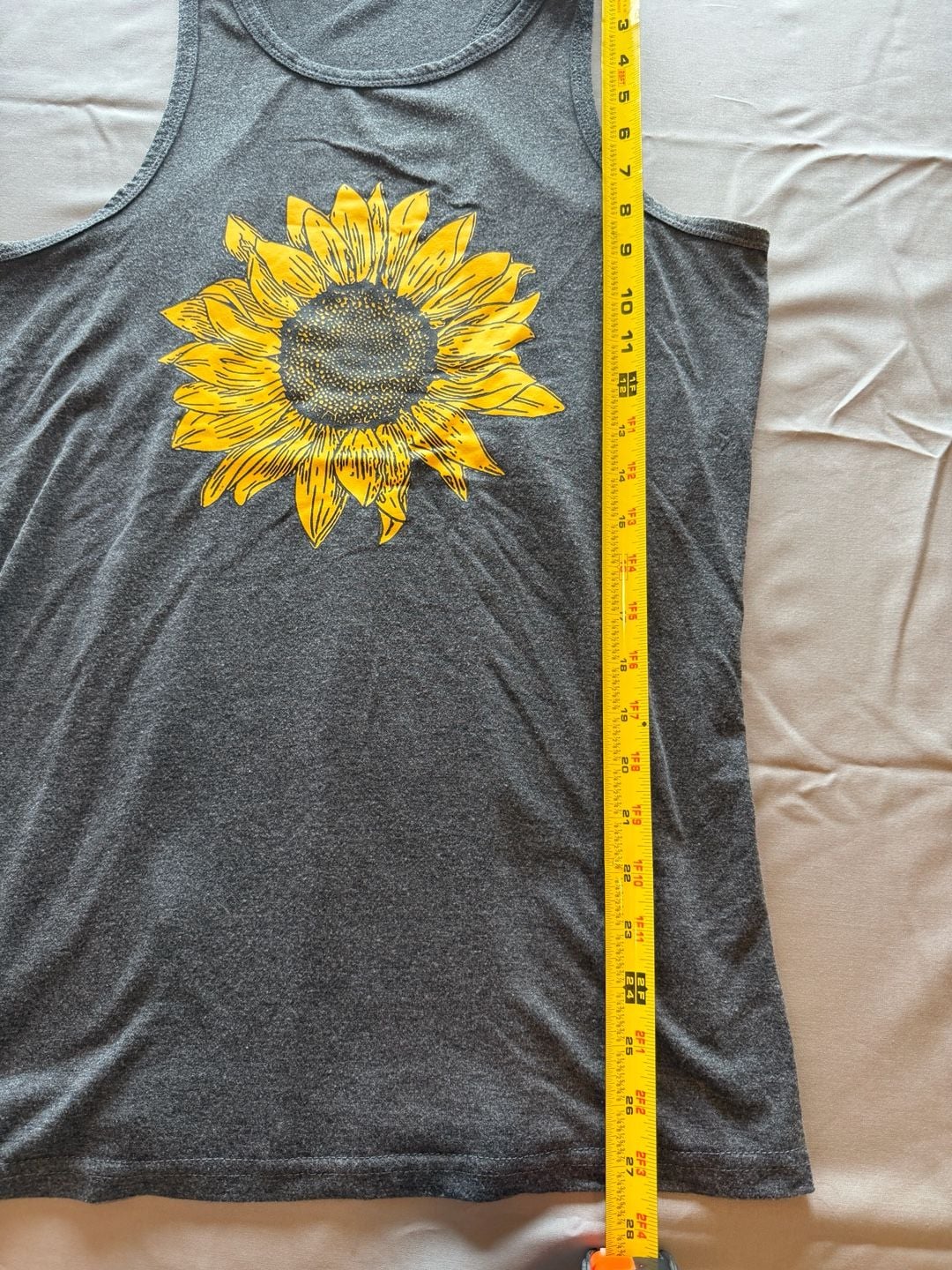 Grey Sunflower Print Racerback Tank Top 5