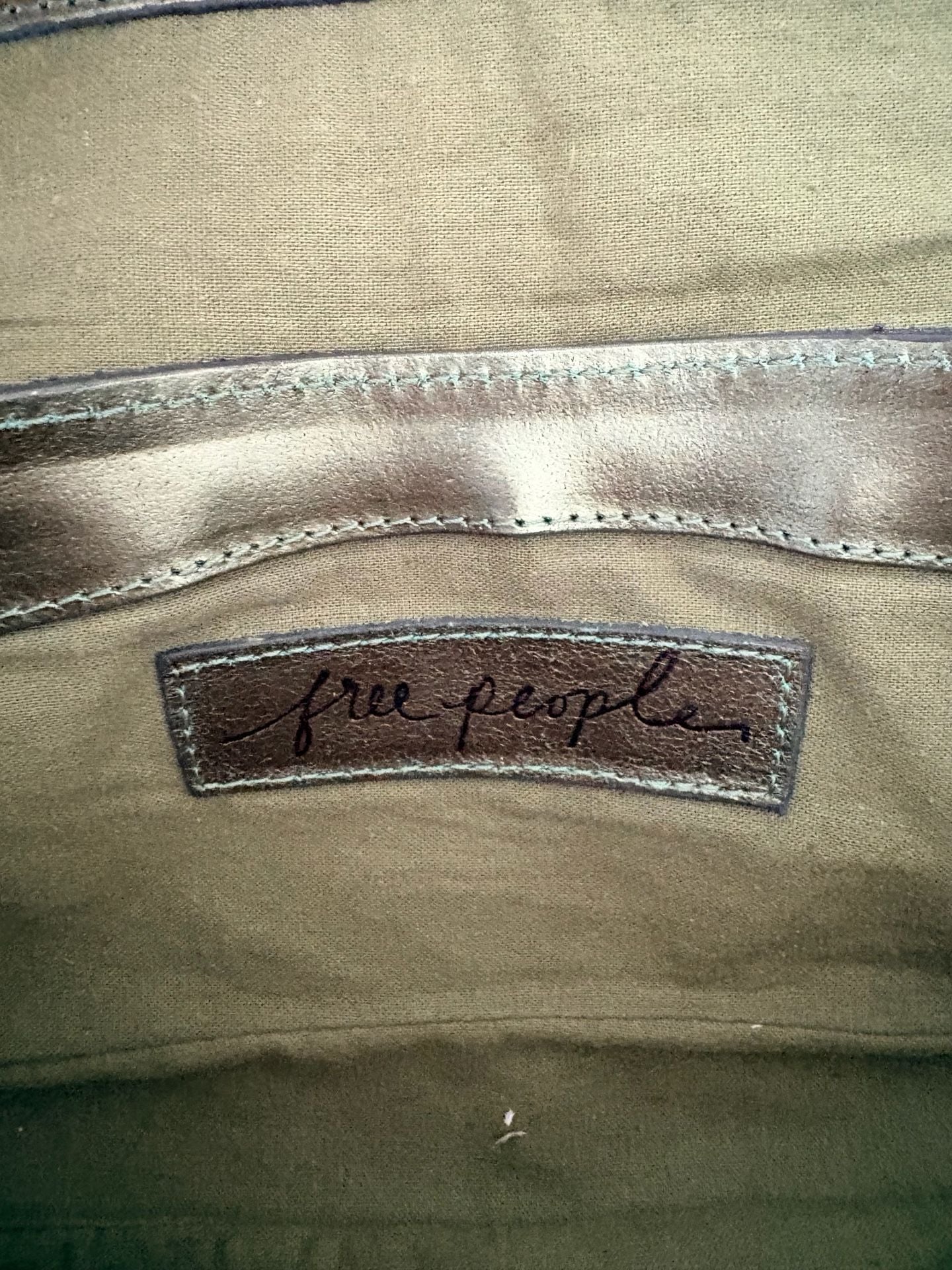 Free People High Speed Crossbody Bag in Metallic Green Leather Y2K 5
