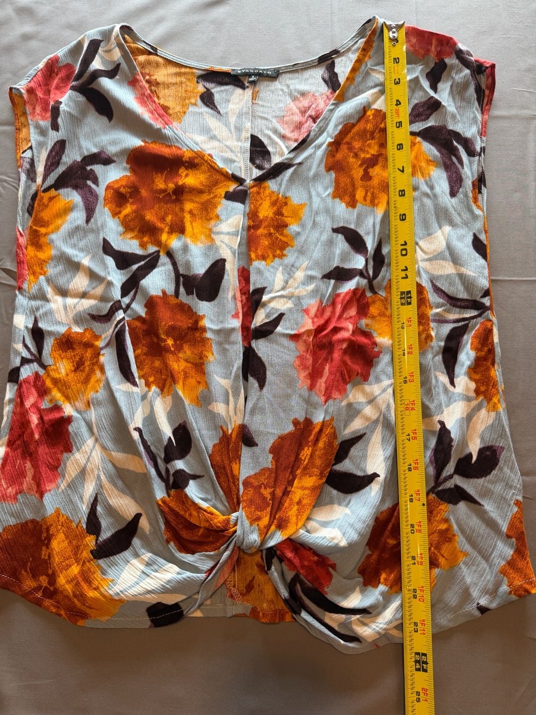 Staccato Women's Floral Print Sleeveless V-Neck Front Twist Blouse 6