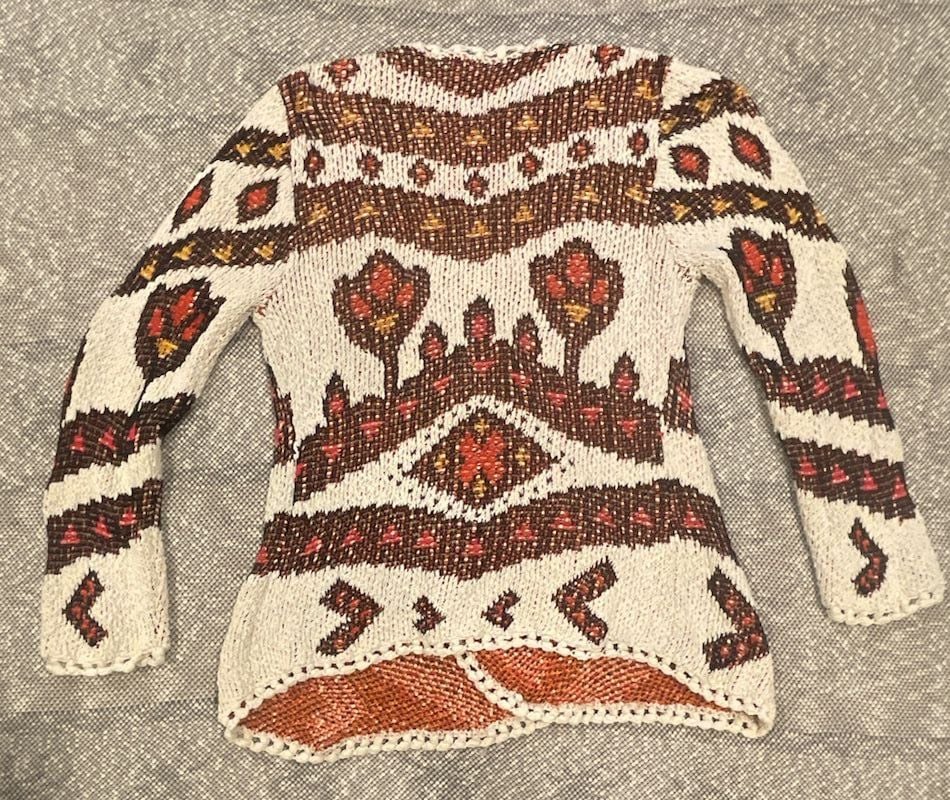 Ava Couture Geometric Pattern Knit Open Front Cardigan Sweater 7