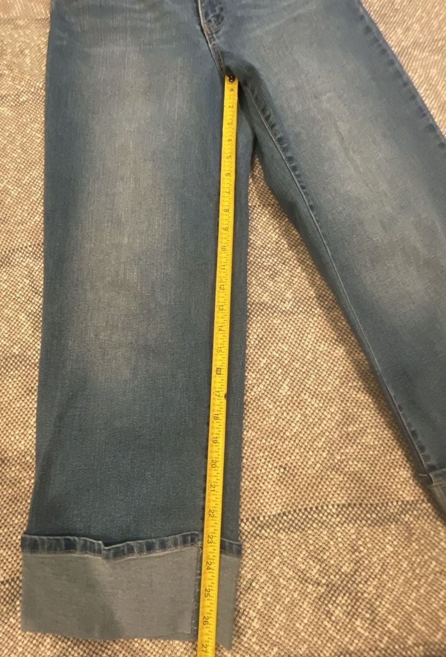 l.jeans Women's Mid Rise Rolled Hem Wide Leg Denim Jeans Size 8 4