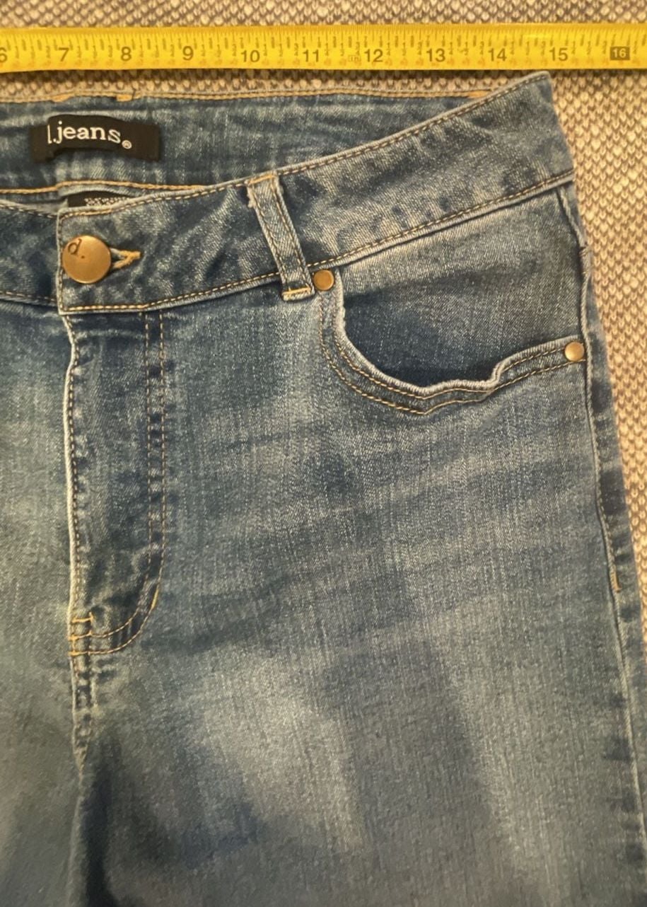 l.jeans Women's Mid Rise Rolled Hem Wide Leg Denim Jeans Size 8 6