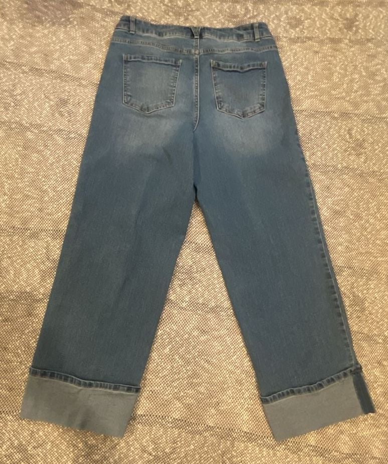 l.jeans Women's Mid Rise Rolled Hem Wide Leg Denim Jeans Size 8 7