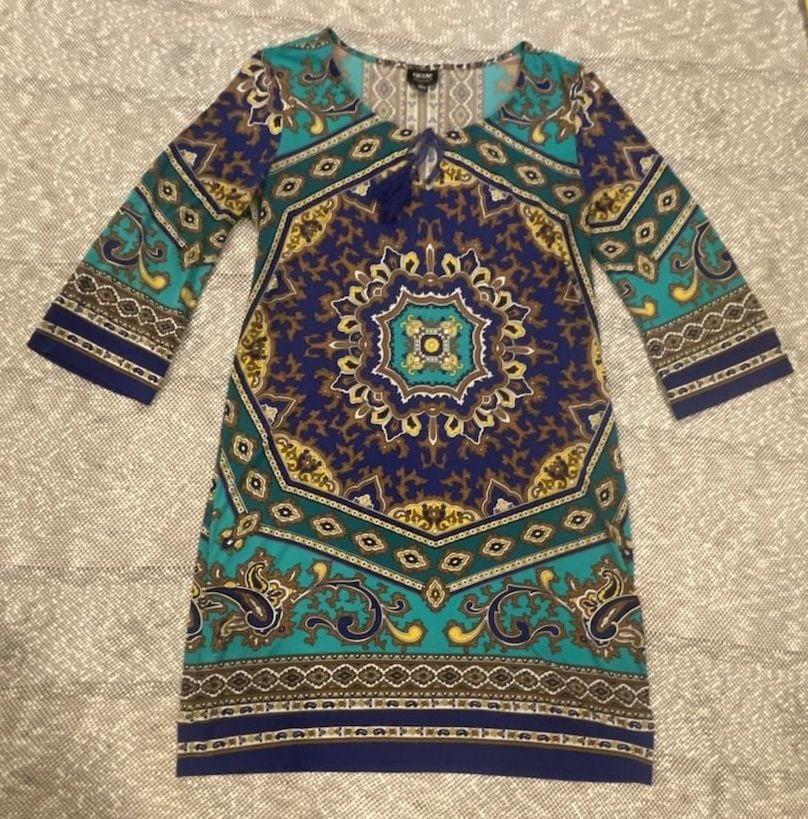 Nicole by Nicole Miller Boho Medallion Print 3/4 Sleeve Shift Dress 2