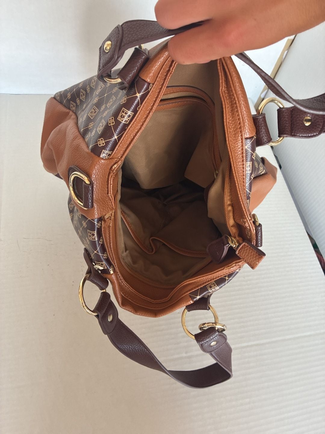 Jose Hess Danbury Mint Monogram Panel Satchel Shoulder Bag 5