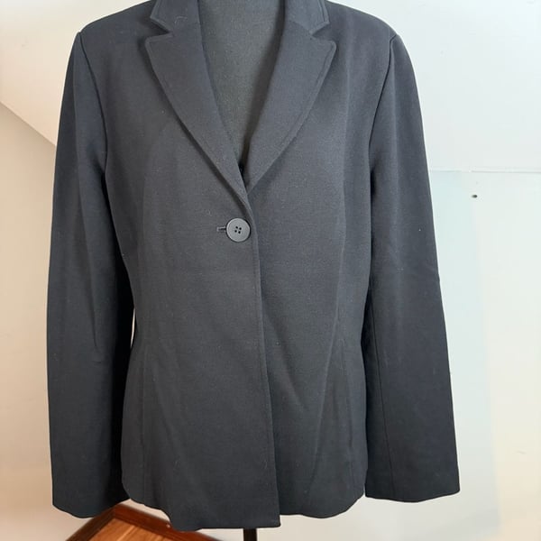 Eileen Fisher Women's Black Single Button Knit Blazer