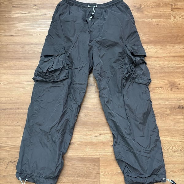 Urban Outfitters Nylon Cargo Parachute Pants with Drawstring Hem