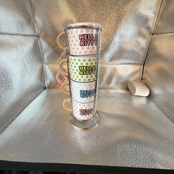 Sanrio Hello Kitty 4-Piece 3oz Stackable Ceramic Espresso Mug Set