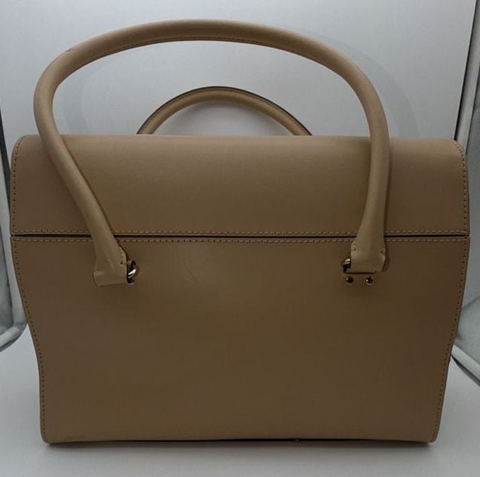Kate Spade Harwood Place Sinclair Tan Leather Satchel Handbag 7