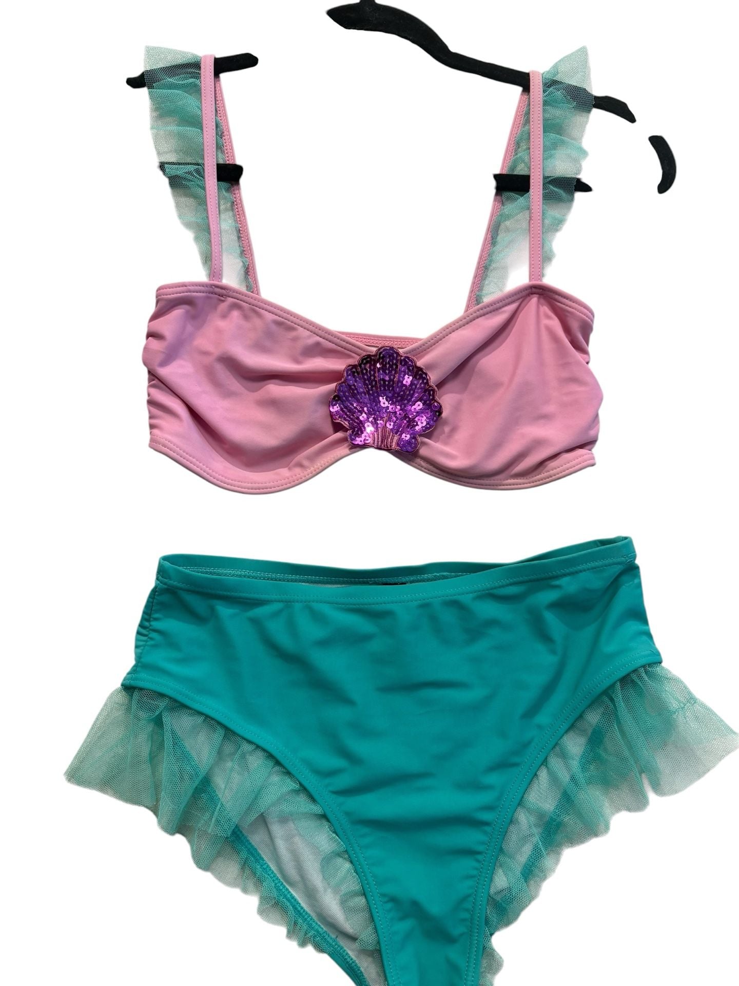 Current Mood Mermaid Sequin Shell Ruffle Bikini Set 2
