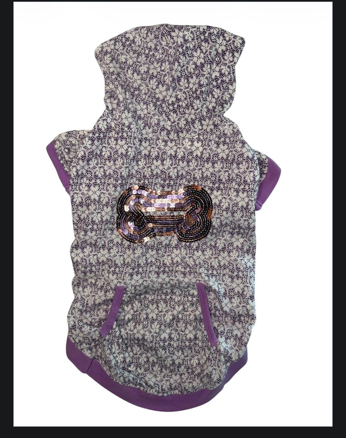 Top Paw Spring 2013 Purple Lace Pattern Dog Hoodie with Sequin Bone Detail 1