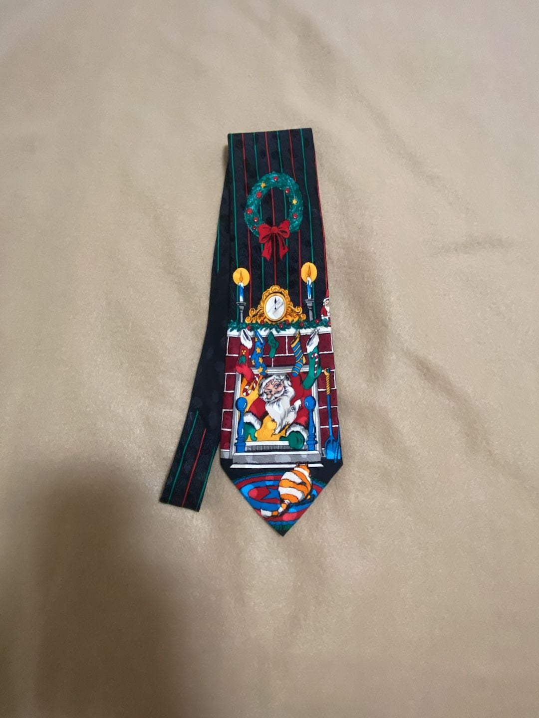 Addiction Men's Christmas Necktie Santa Chimney Fireplace Novelty Silk Tie 2