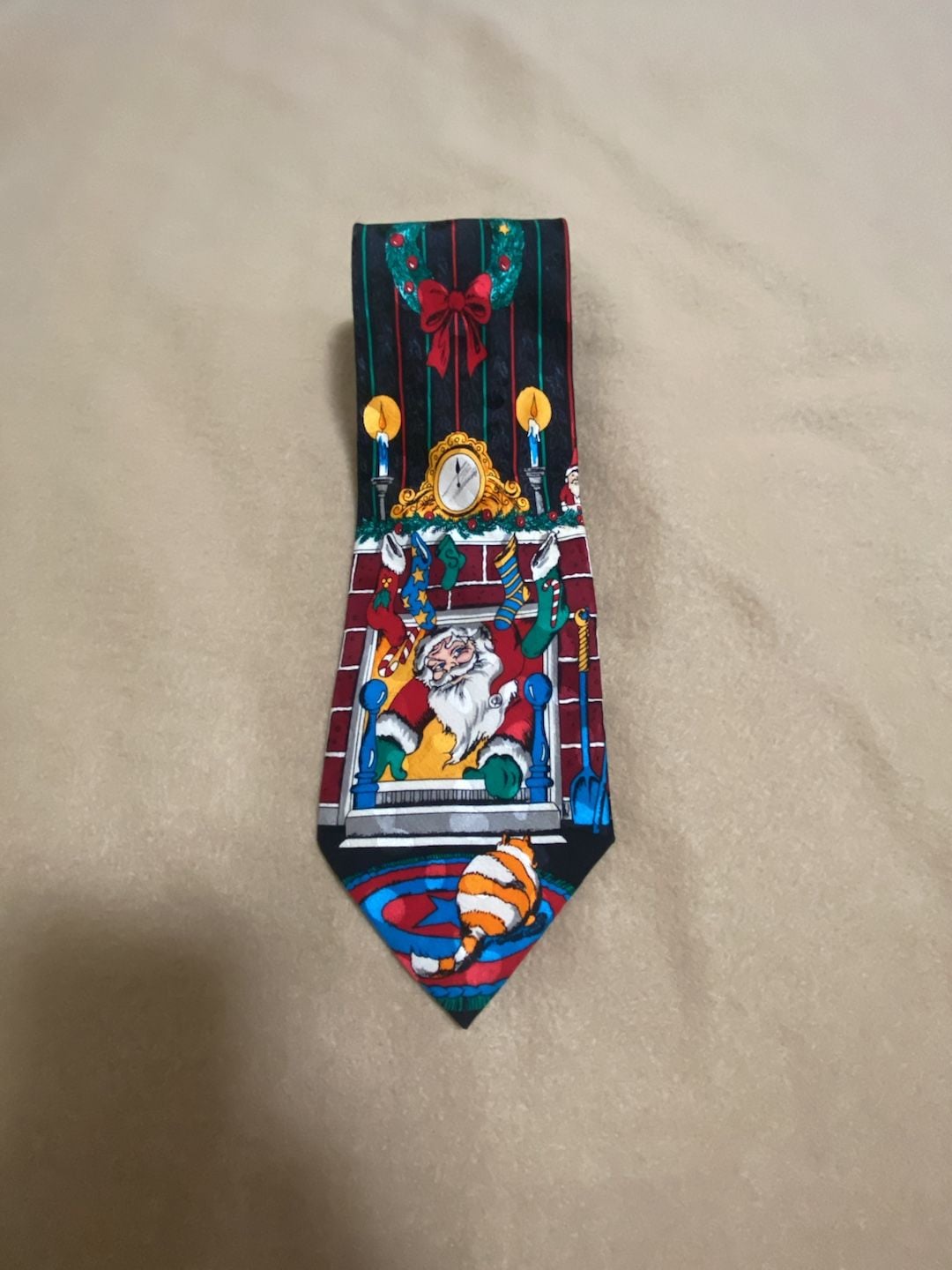 Addiction Men's Christmas Necktie Santa Chimney Fireplace Novelty Silk Tie 6