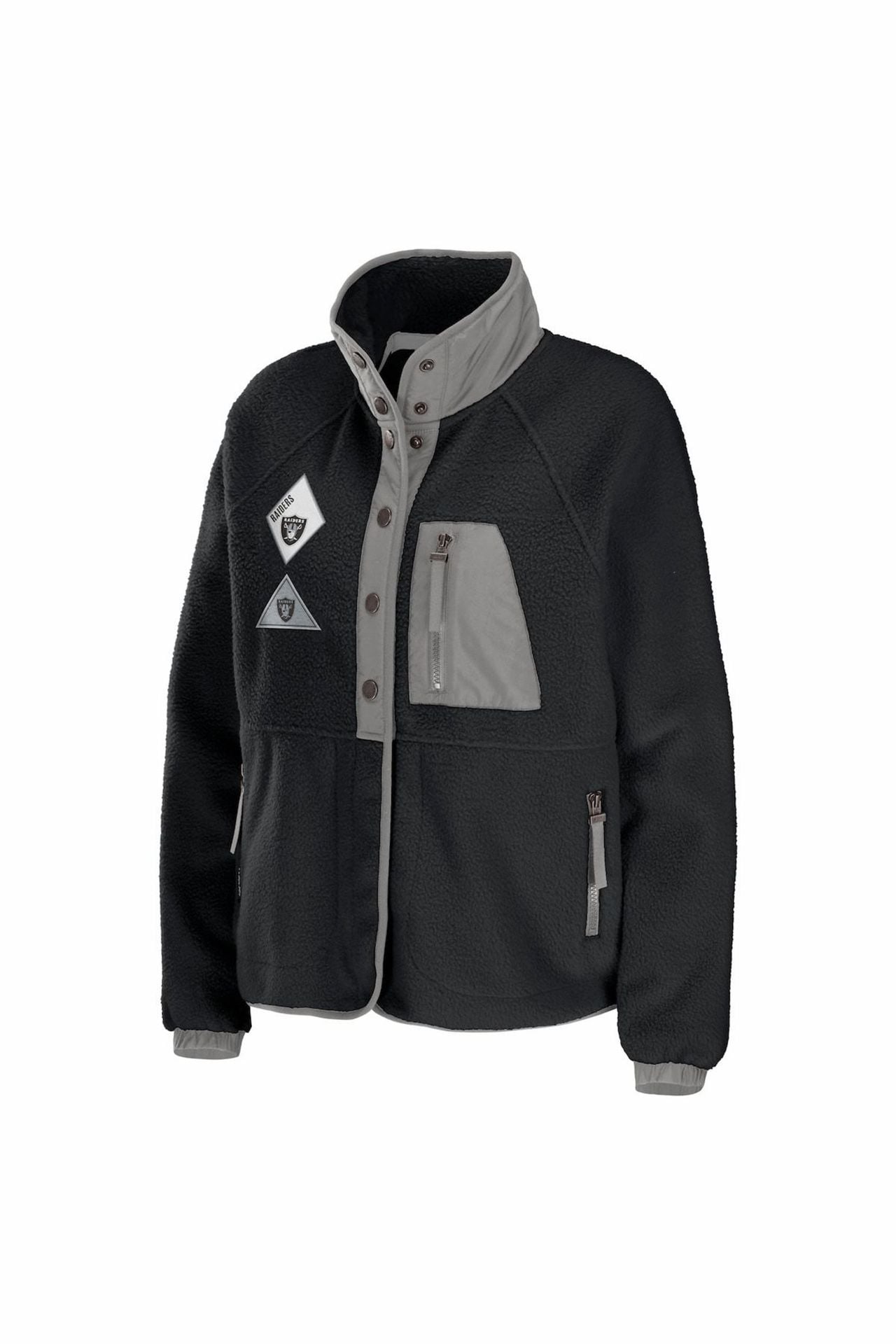 Las Vegas Raiders - WEAR by Erin Andrews Women's Polar Fleece Raglan Full-Snap Jacket 2