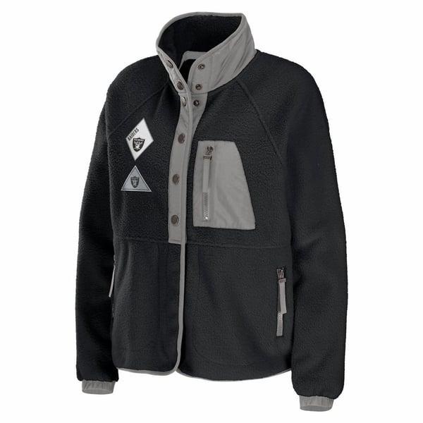 Las Vegas Raiders - WEAR by Erin Andrews Women's Polar Fleece Raglan Full-Snap Jacket