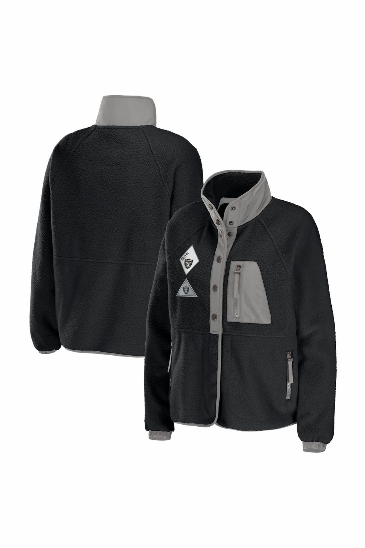 Las Vegas Raiders - WEAR by Erin Andrews Women's Polar Fleece Raglan Full-Snap Jacket 3