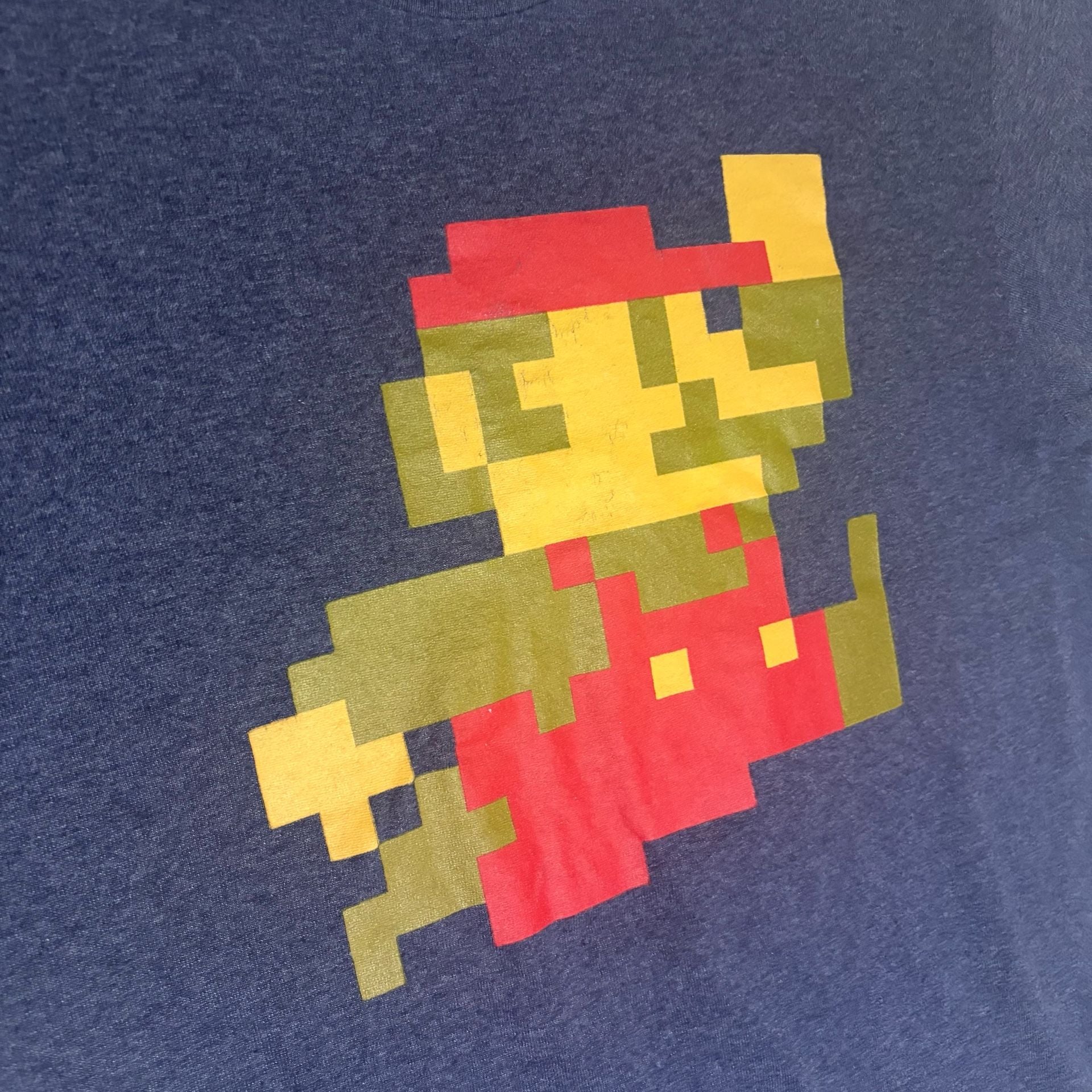 Super Mario Nintendo Pixelated 8-Bit Jump Graphic T-Shirt Navy Heather 2