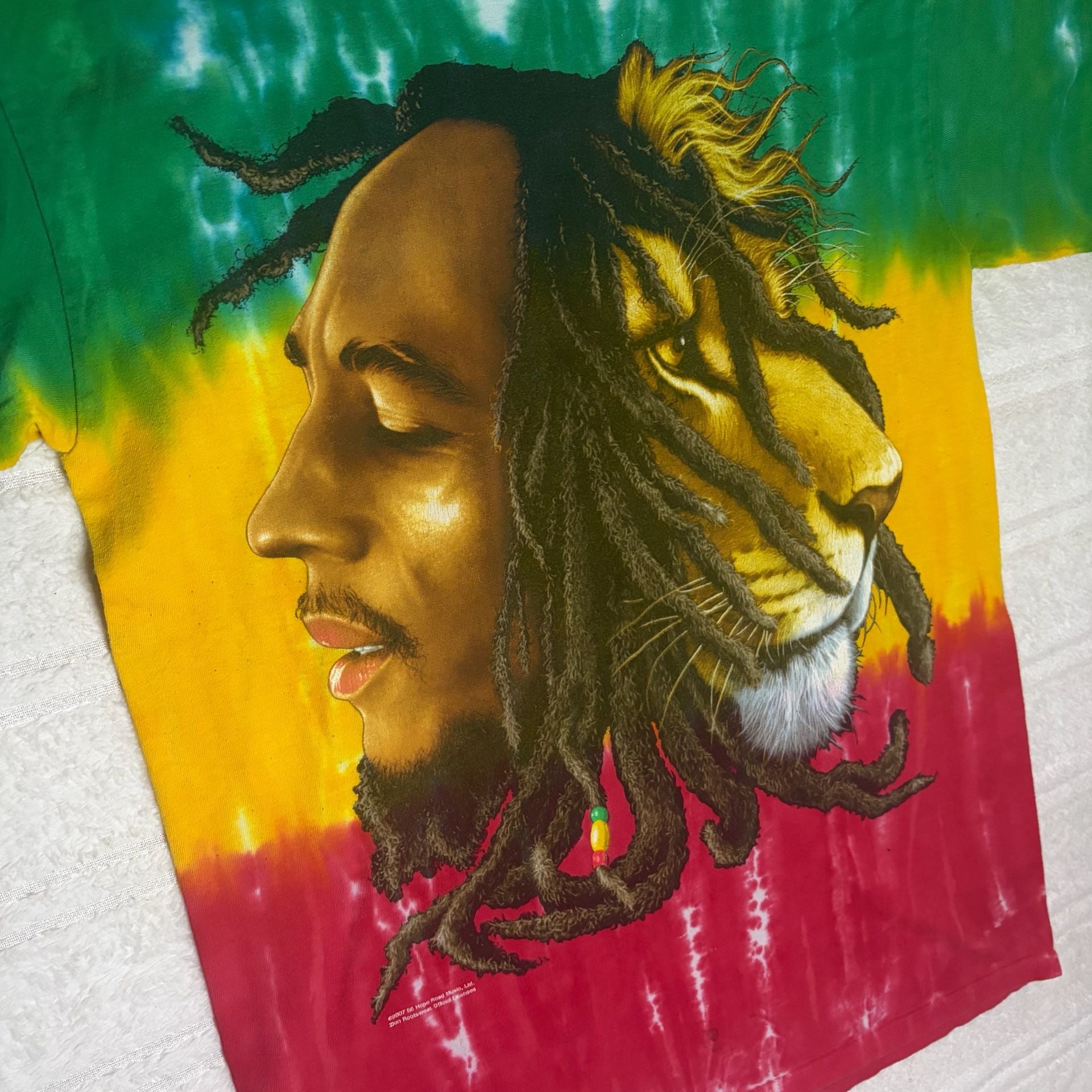 Zion Rootswear Bob Marley Lion Face Profile Rasta Tie Dye T-Shirt 4