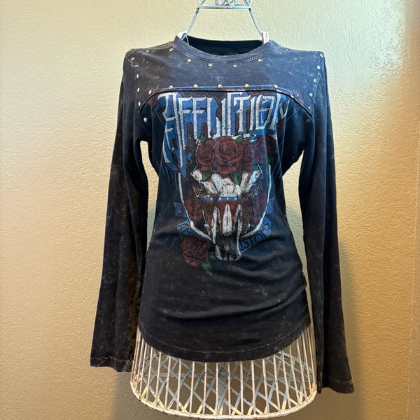 Affliction Long Sleeve Studded Graphic Shirt