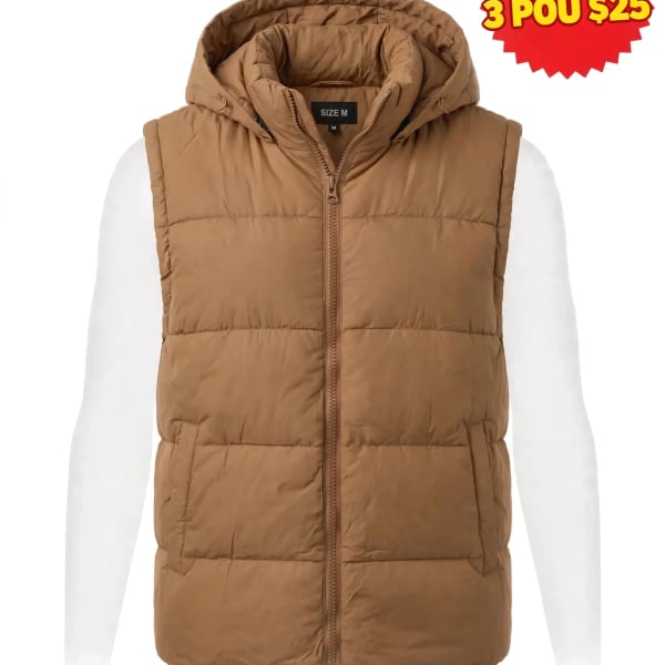 Unbranded Brown Hooded Puffer Vest