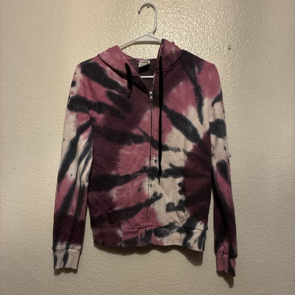 Victoria's Secret PINK Tie-Dye Full-Zip Hoodie with Sleeve Logo Y2K