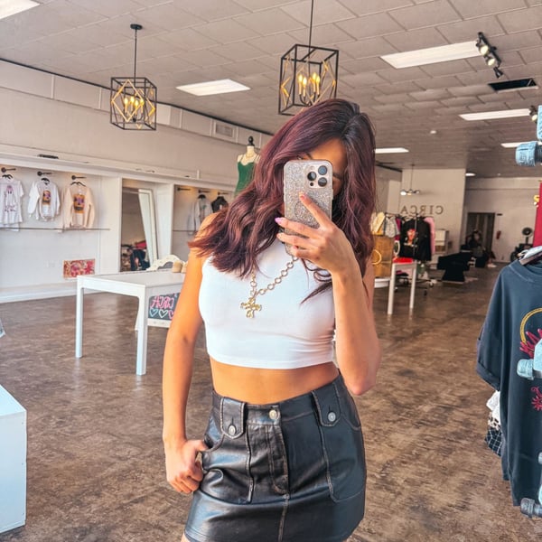 Mustard seed black Faux Leather Mini Skirt