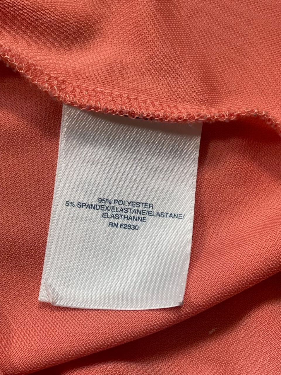 Lands’ End Women’s Coral V-Neck Tie Waist A-Line Midi Dress XL 18 Stretch 10