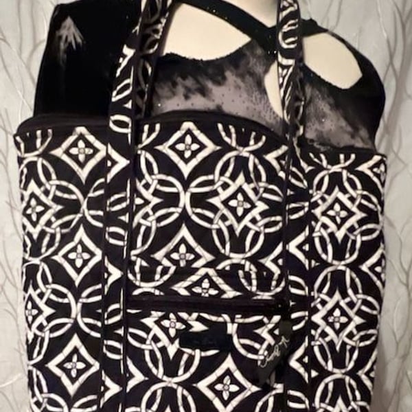 Vera Bradley Villager Tote Bag in Black and White Geometric Pattern