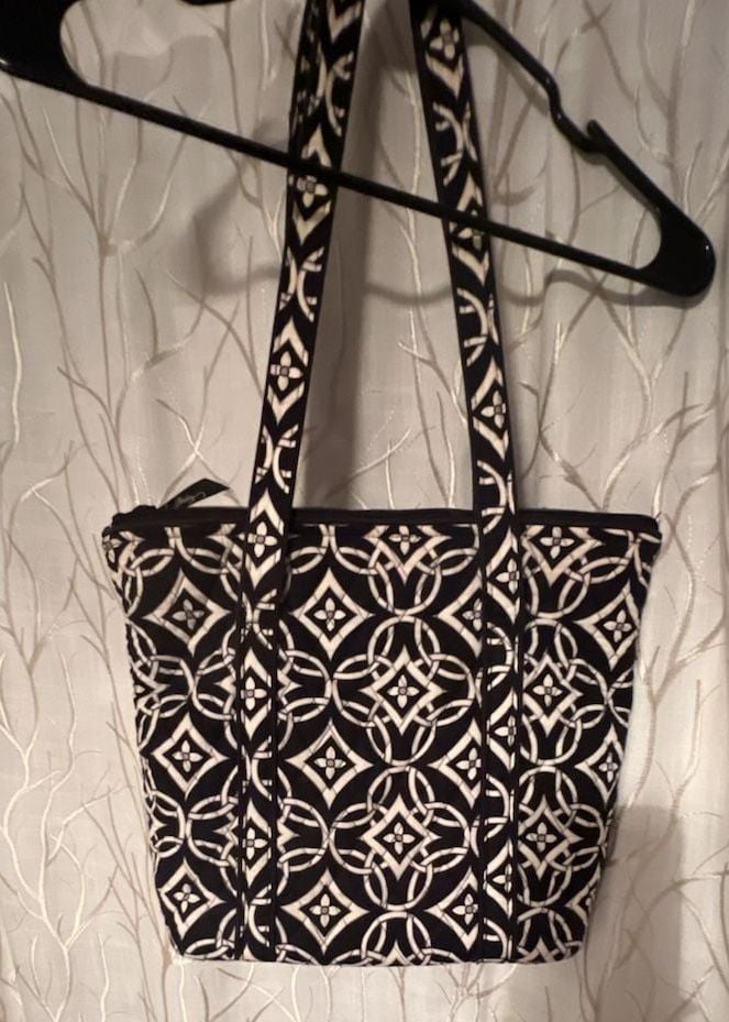 Vera Bradley Villager Tote Bag in Black and White Geometric Pattern 3