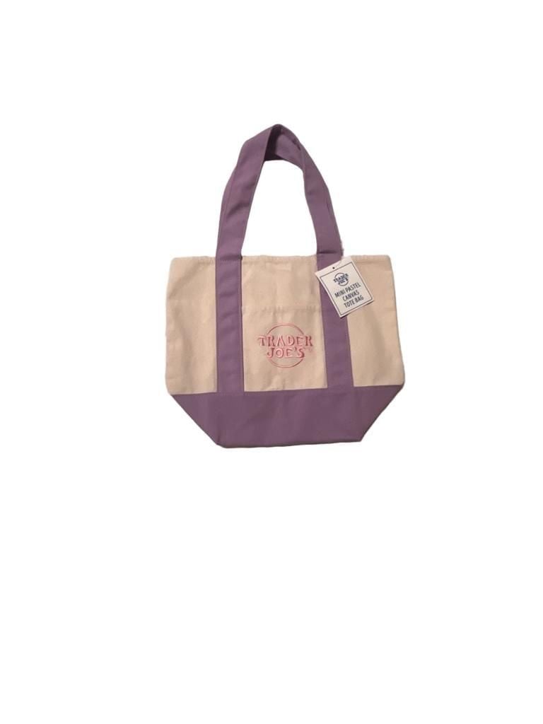 Trader Joe's Mini Pastel Canvas Tote Bag in Lavender 2